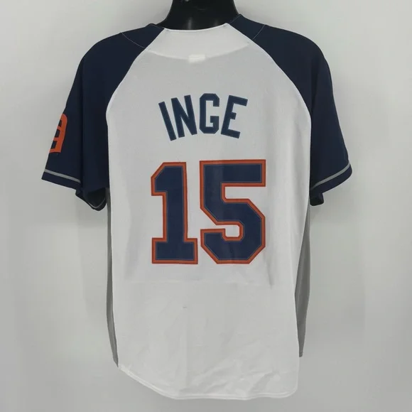 Detroit Tigers Brandon Inge #15 MLB Jersey White Navy Size Large (T1) - Picture 5 of 9